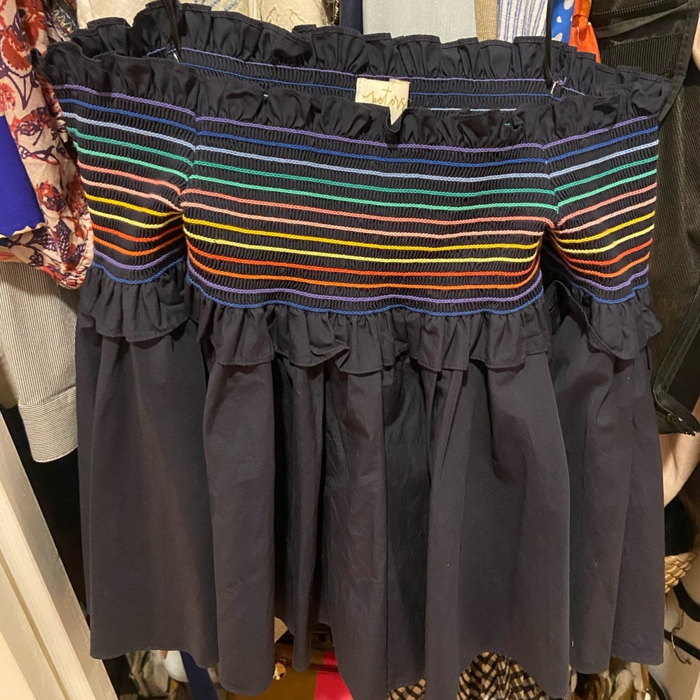 Petersyn navy w/ rainbow off the shoulder top